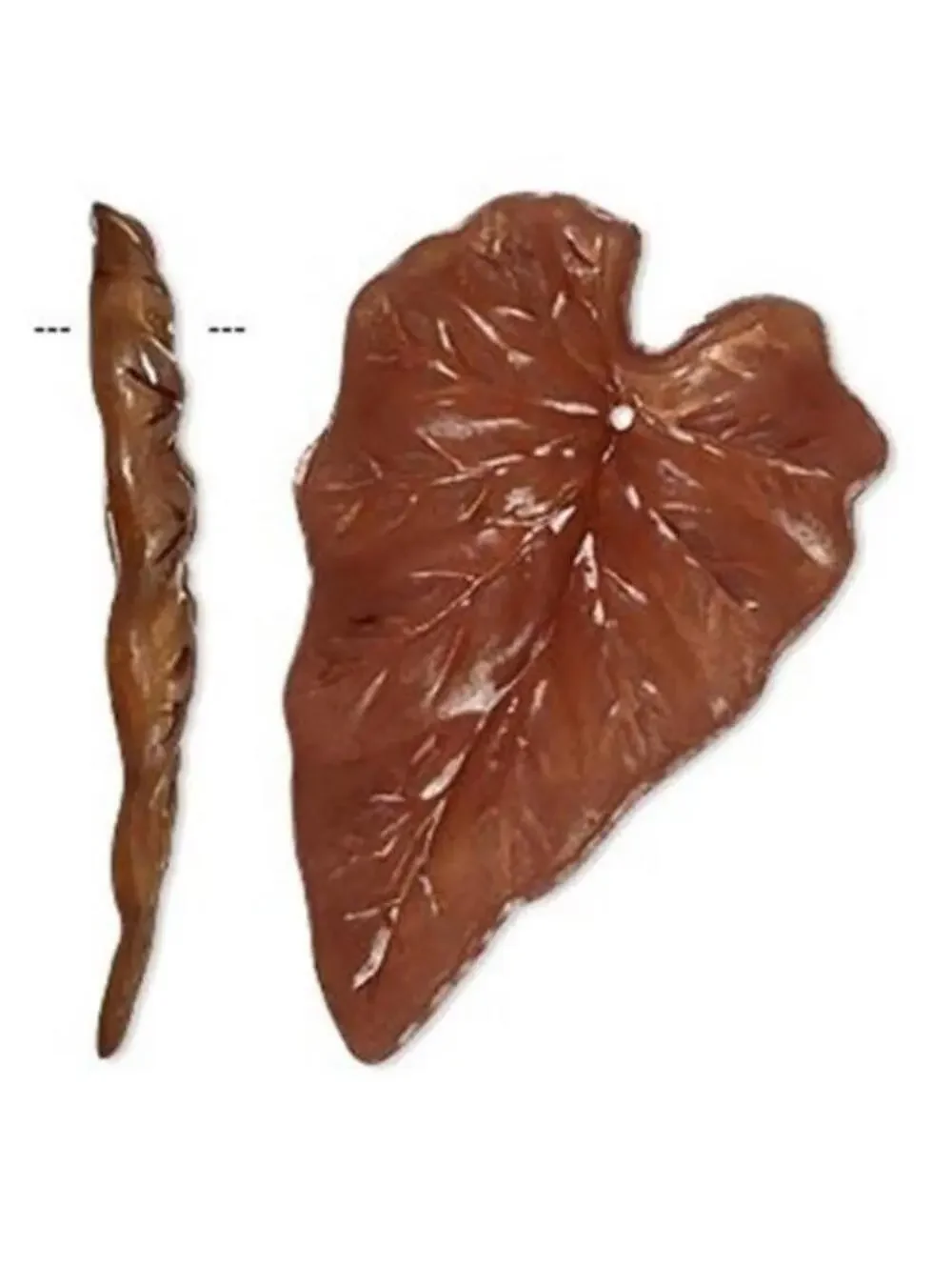 Brown Frosted Acrylic Veined Dimensional Leaf Large 50mm Pendant
